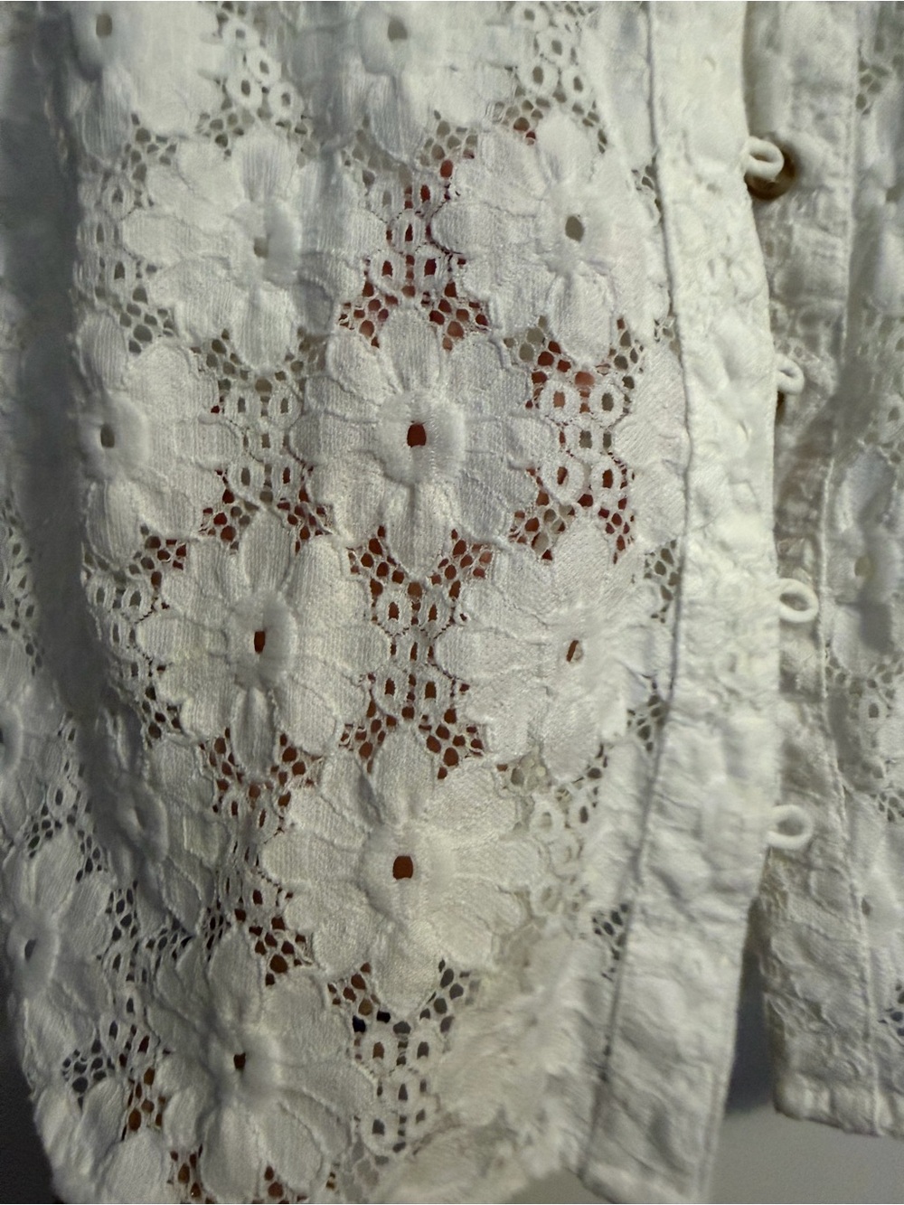 Pilcro White Eyelet Lace Button-Front Blouse - Picture 4 of 6